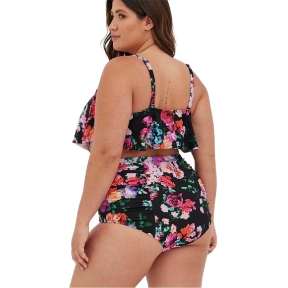 TORRID ruched floral high-waisted swim bottom - Picture 4 of 10